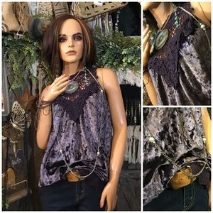 💜💜SOLD💜💜 Urban Outfitters Purple Velvet Crush Lace Top